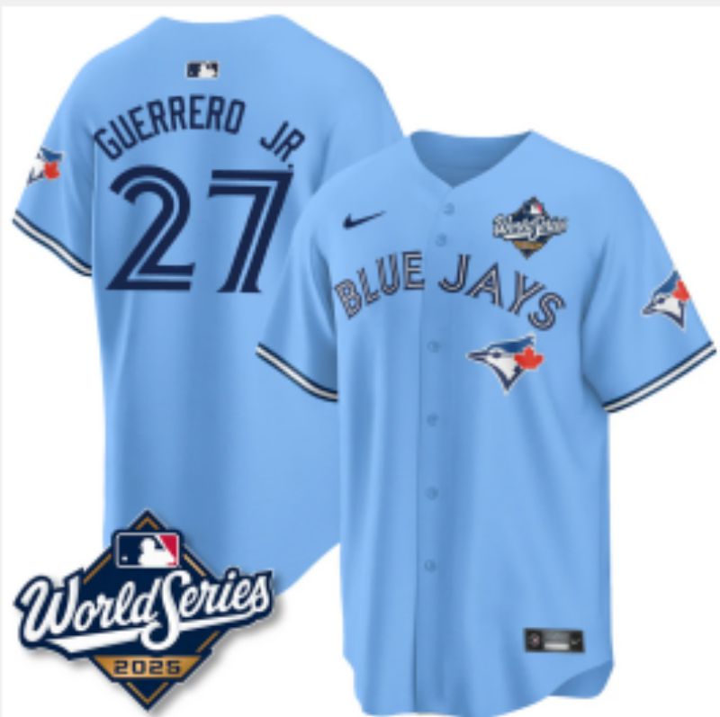 Men 2025 Nike Toronto Blue Jays #27 Guerrero jr Light Blue Game MLB Jersey 01->toronto blue jays->MLB Jersey
